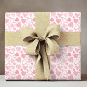 Modern Pink White Romantic Love Heart Doodle Geschenkpapier
