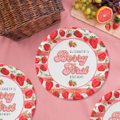 Modern Pink White Strawberry Birthday Berry First Pappteller