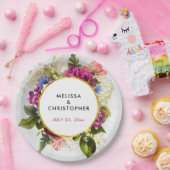 Modern Pink & White Watercolor Floral Wedding Pappteller (Party)