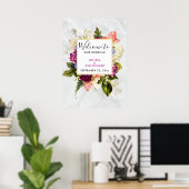 Modern Pink & White Watercolor Floral Wedding Poster (Heimbüro)