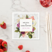 Modern Pink & White Watercolor Floral Wedding Serviette (Beispiel)
