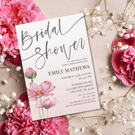 Modern Pink Wild Flower Bridal Shower Einladung