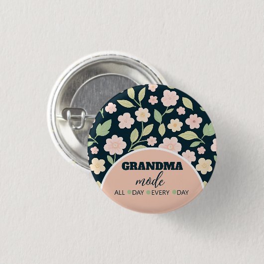 Modern Pink Wildflowers Pattern Button (Vorne & Hinten)