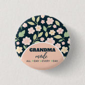 Modern Pink Wildflowers Pattern Button (Vorderseite)