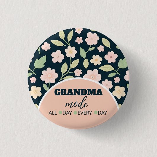 Modern Pink Wildflowers Pattern Button (Vorderseite)