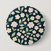 Modern Pink Wildflowers Pattern Button (Vorderseite)