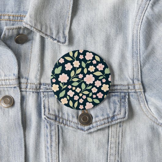 Modern Pink Wildflowers Pattern Button (Beispiel)