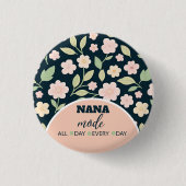 Modern Pink Wildflowers Pattern Button (Vorderseite)