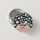 Modern Pink Wildflowers Pattern Button (Vorne & Hinten)