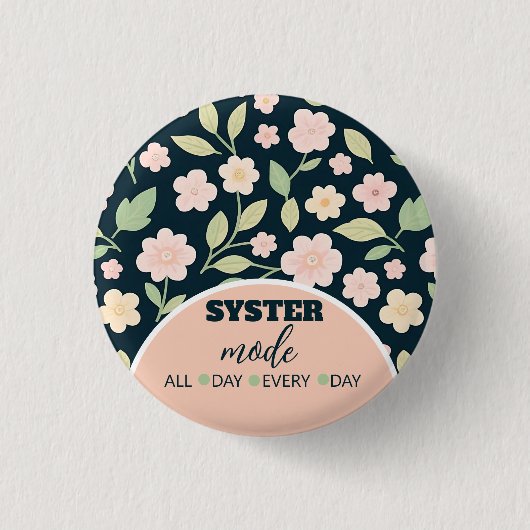 Modern Pink Wildflowers Pattern Button (Vorderseite)