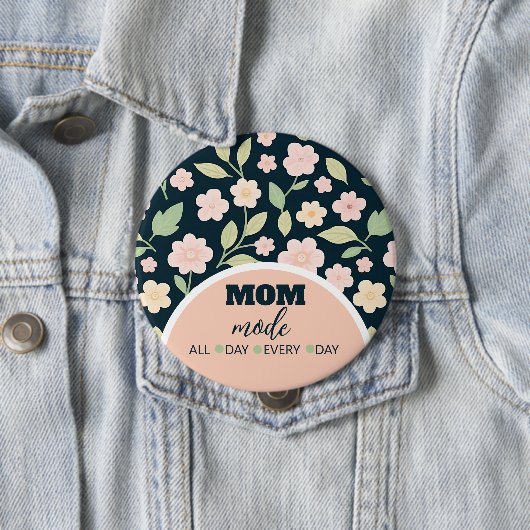 Modern Pink Wildflowers Pattern Button (Beispiel)