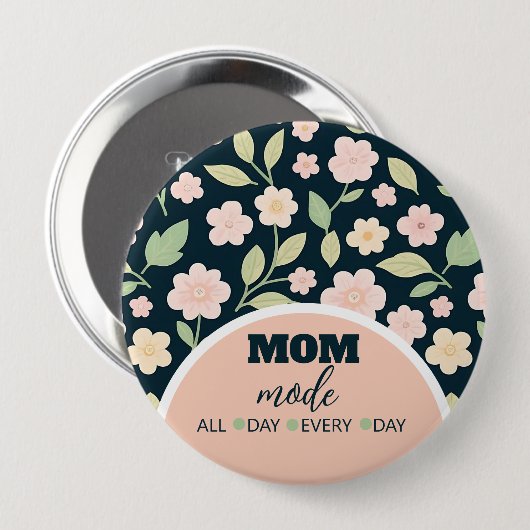 Modern Pink Wildflowers Pattern Button (Vorne & Hinten)