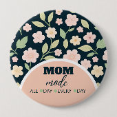 Modern Pink Wildflowers Pattern Button (Vorderseite)