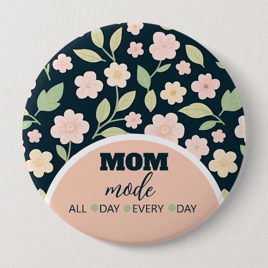 Modern Pink Wildflowers Pattern Button (Vorderseite)