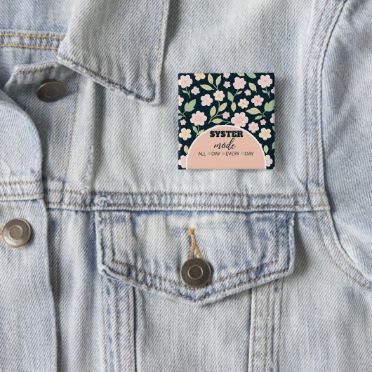Modern Pink Wildflowers Pattern Button (Beispiel)