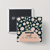 Modern Pink Wildflowers Pattern Button (Vorne & Hinten)