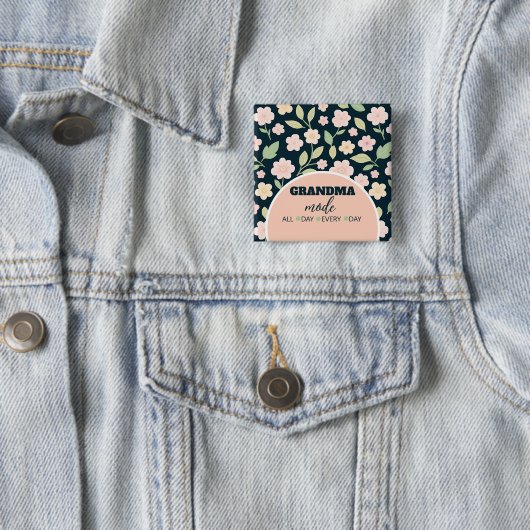 Modern Pink Wildflowers Pattern Button (Beispiel)