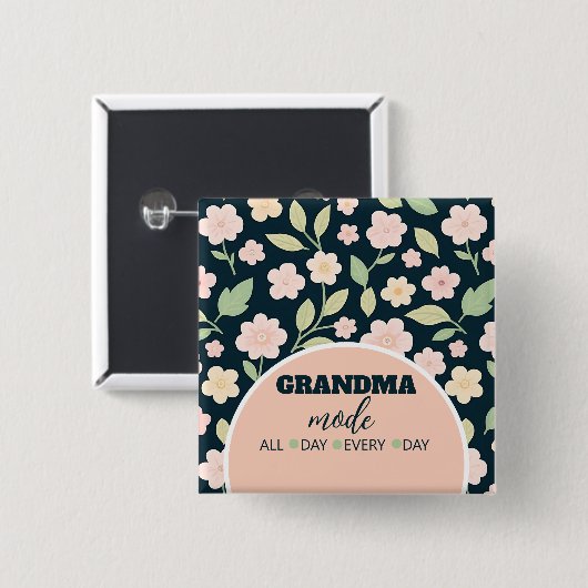 Modern Pink Wildflowers Pattern Button (Vorne & Hinten)