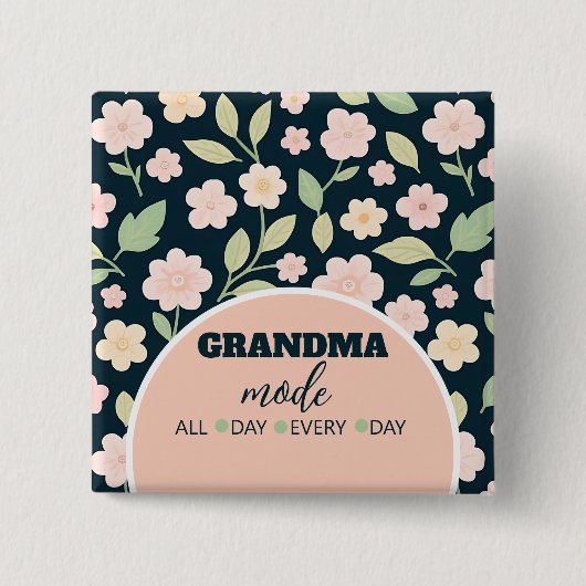 Modern Pink Wildflowers Pattern Button (Vorderseite)