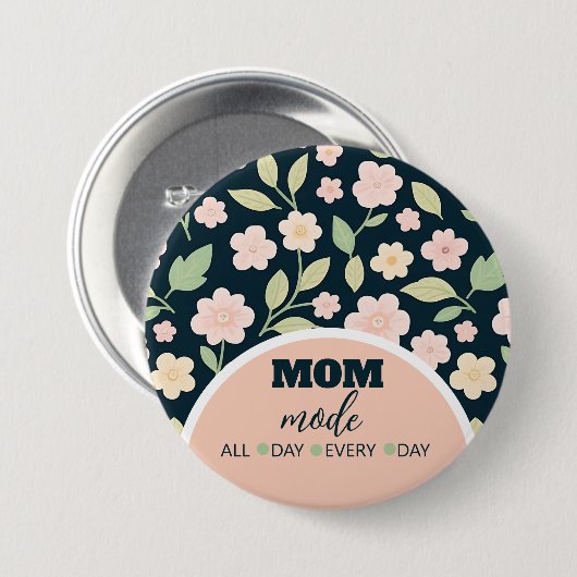 Modern Pink Wildflowers Pattern Button (Vorne & Hinten)