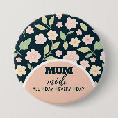 Modern Pink Wildflowers Pattern Button (Vorderseite)