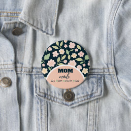 Modern Pink Wildflowers Pattern Button