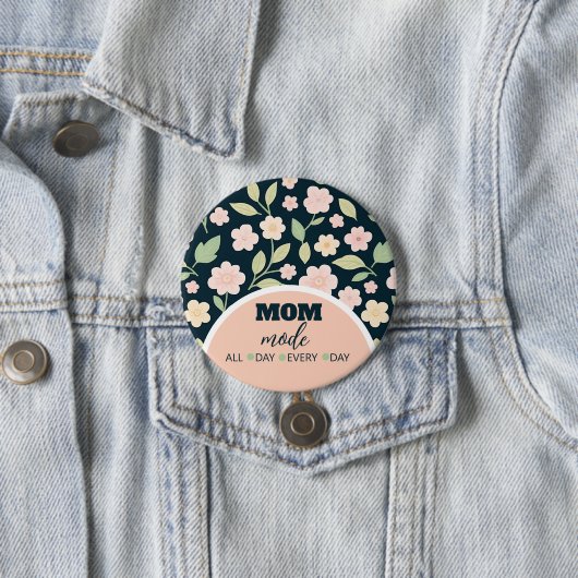 Modern Pink Wildflowers Pattern Button (Beispiel)