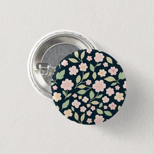 Modern Pink Wildflowers Pattern Button (Vorne & Hinten)