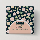 Modern Pink Wildflowers Pattern Button (Vorderseite)