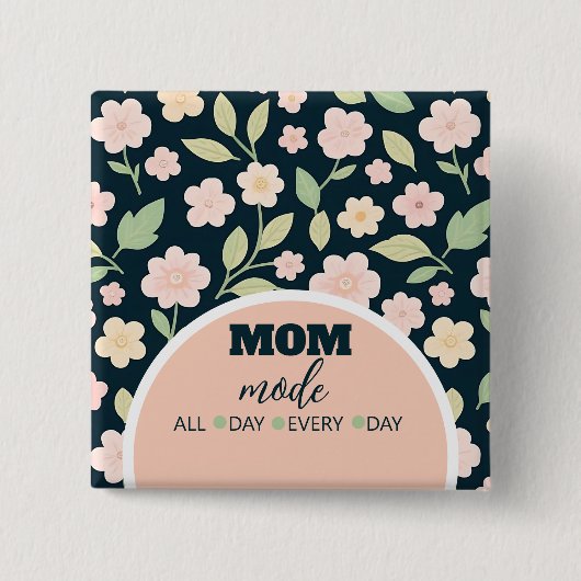 Modern Pink Wildflowers Pattern Button (Vorderseite)