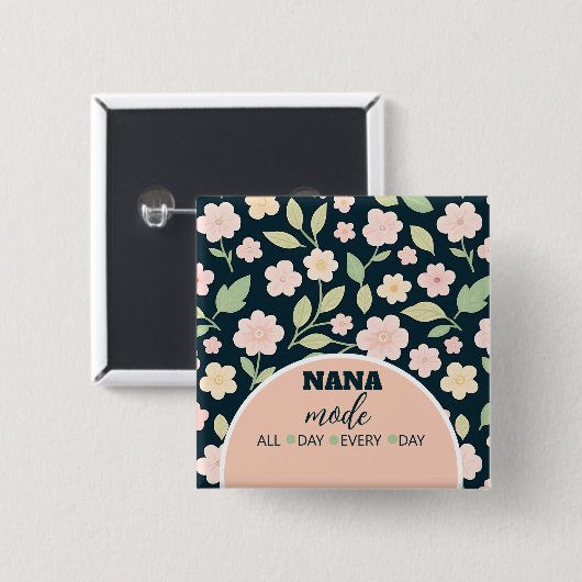 Modern Pink Wildflowers Pattern Button (Vorne & Hinten)