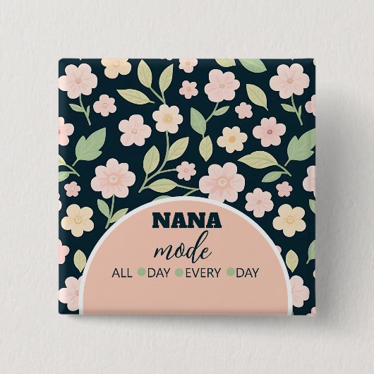 Modern Pink Wildflowers Pattern Button (Vorderseite)