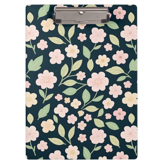 Modern Pink Wildflowers Pattern Klemmbrett (Vorderseite)