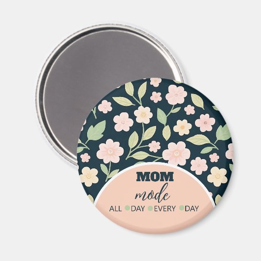 Modern Pink Wildflowers Pattern Magnet (Vorderseite/Rückseite)