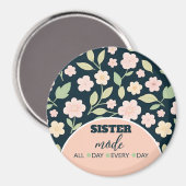 Modern Pink Wildflowers Pattern Magnet (Vorderseite/Rückseite)