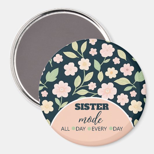 Modern Pink Wildflowers Pattern Magnet (Vorderseite/Rückseite)