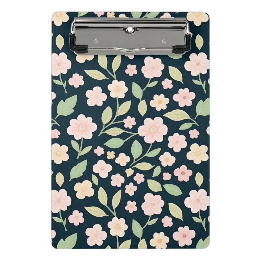Modern Pink Wildflowers Pattern Mini Klemmbrett (Vorderseite)