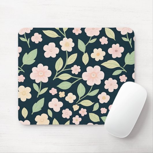 Modern Pink Wildflowers Pattern Mousepad (Mit Mouse)