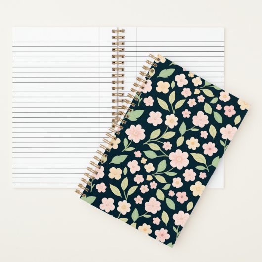 Modern Pink Wildflowers Pattern Notizblock (Innen)