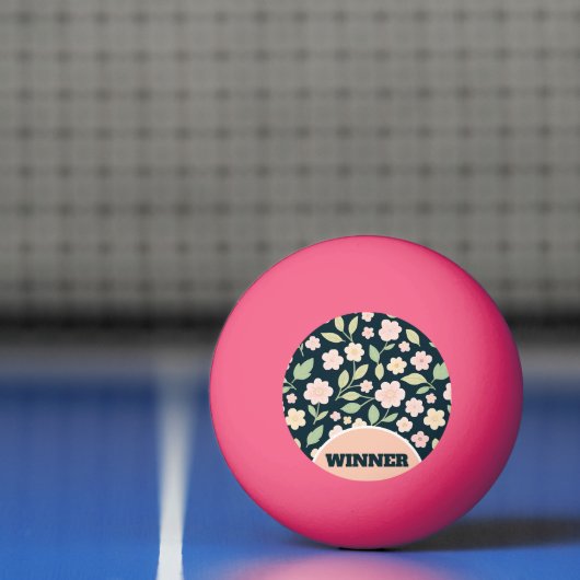 Modern Pink Wildflowers Pattern Tischtennisball (Netto)