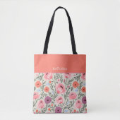 Modern Pink Wildflowers with Name Tasche (Vorderseite)