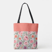 Modern Pink Wildflowers with Name Tasche (Rückseite)