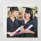 Modern Pink XOXO Custom Photo Graduation Card (Vorderseite)