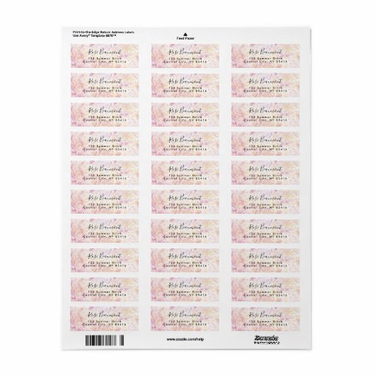 Modern Pink Yellow Watercolor Script Address Label (Vorne)
