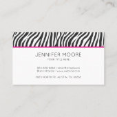 Modern Pink Zebra Print Custom Company Logo Visitenkarte (Rückseite)