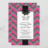 Modern Pink Zickzack Graduation Party 2013 Einladung (Vorne/Hinten)