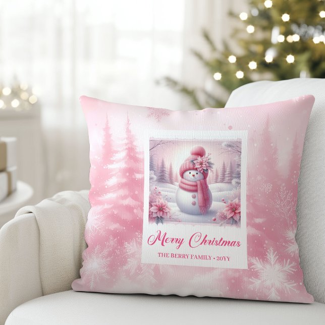 Modern Pinkmas Cozy Winter Forest Kids Gift Holida Kissen (Modern Pinkmas Cozy Winter Forest Kids Gift Holiday Christmas Pillow)