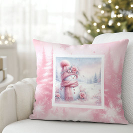 Modern Pinkmas Cozy Winter Forest Kids Room Pillow Kissen