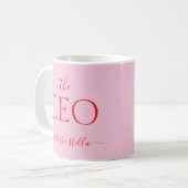 Modern PinkThe CEO Name | Girly Gift Kaffeetasse (Vorderseite Links)
