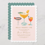 Modern Pinky Coctails Blush Hallo 21 21St Geburtst Einladung<br><div class="desc">Modern Pinky Coctails Blush Hallo 21 21St Geburtstag</div>